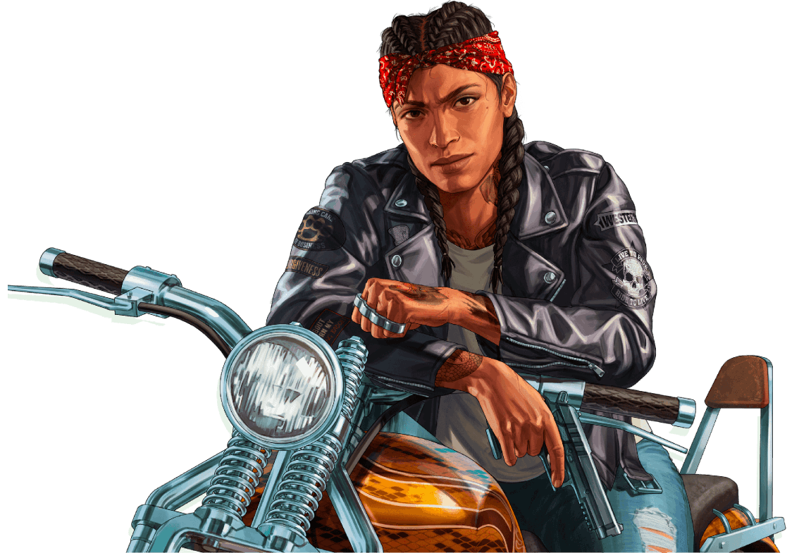 Character sitting on a car